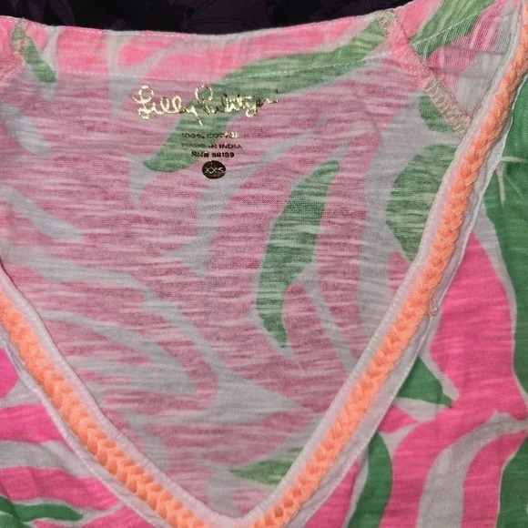 LILLY PULITZER TIKI PINK GREEN WHITE SNEAKY TIKI BONITA COVER UP TUNIC DRESS XXS - Picture 2 of 4